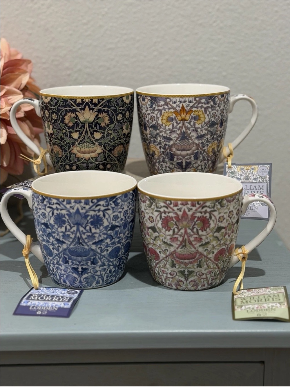 NEW! William Morris- Leonardo Collection LODDEN Misc Colors
Coffee/Tea Mug Set-4